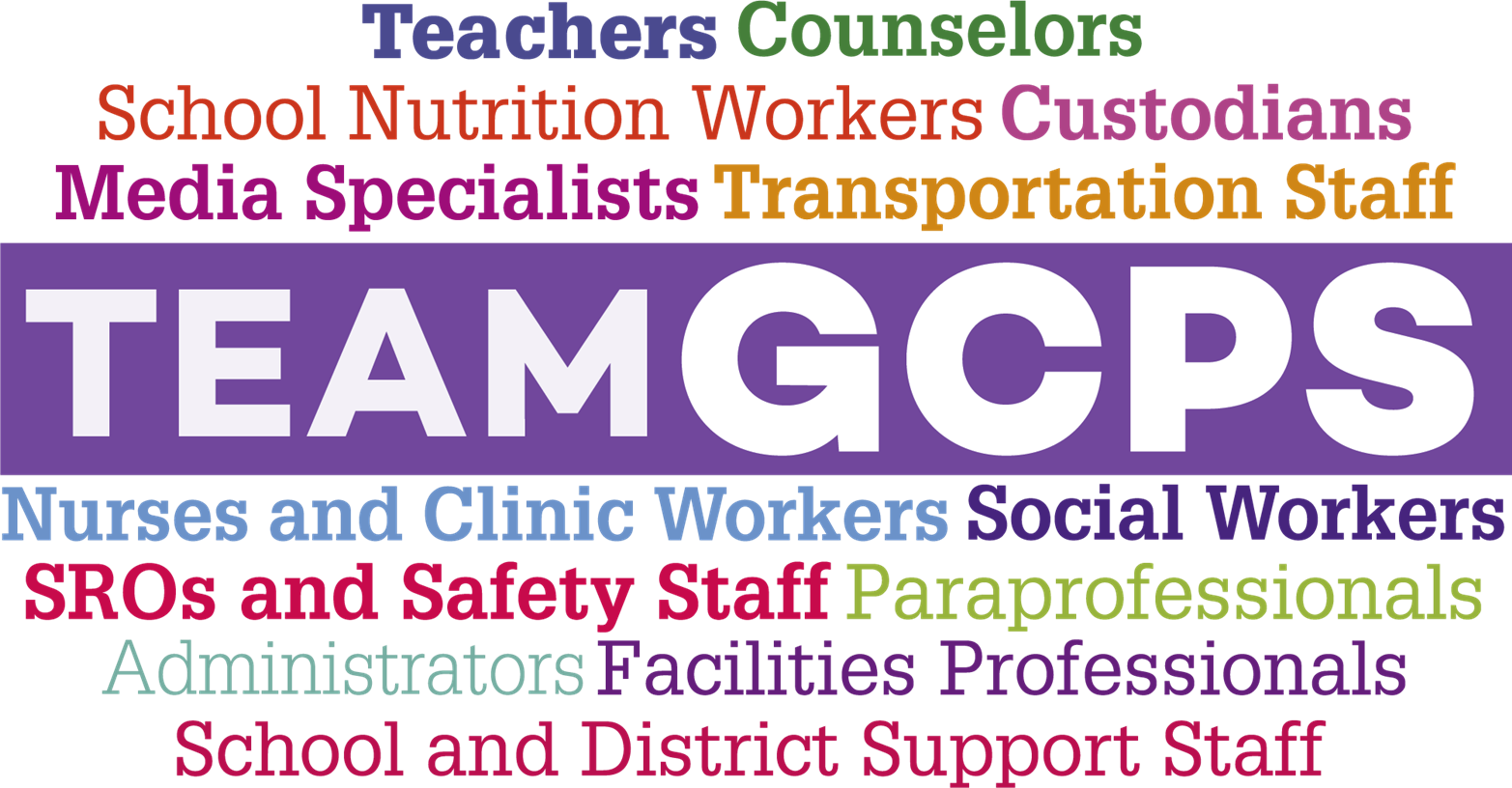 TeamGCPS text surrounded by GCPS employee groups